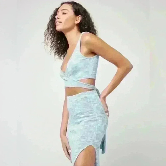 NWT L*SPACE Anthropologie Zephyr Crop Top in Poolside Blue Size XL - Picture 3 of 9